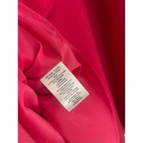 Trina Turk XS Dress Dark Pink One Shoulder Satisfied Shift Ruffle Crepe Amo NEW - Picture 9 of 9